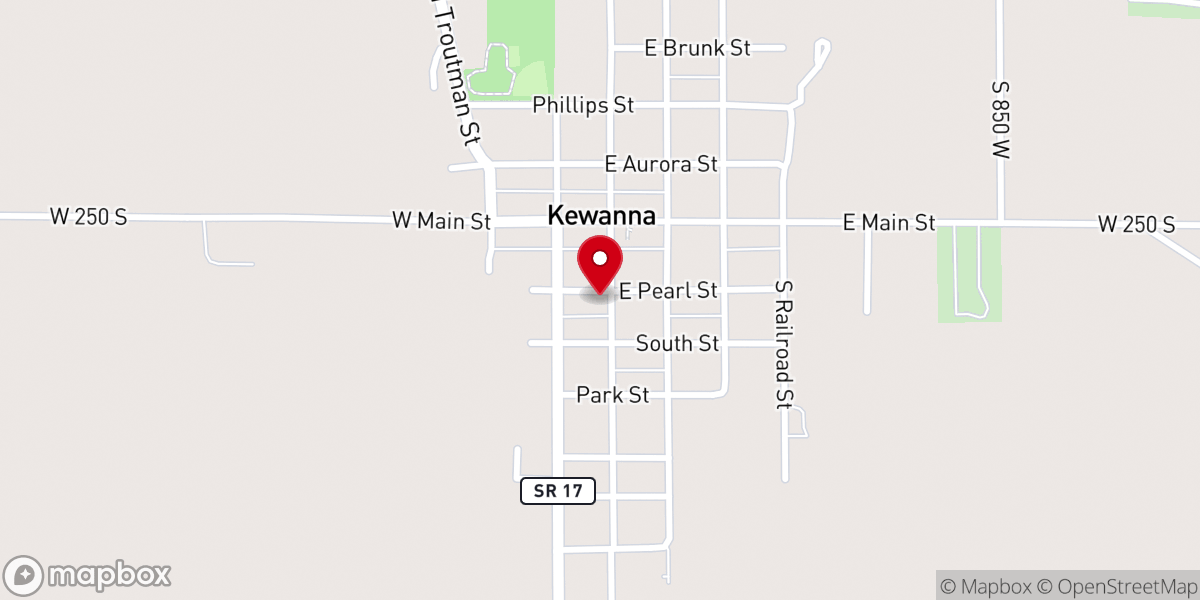 Map showing location of Kewanna United Methodist Church