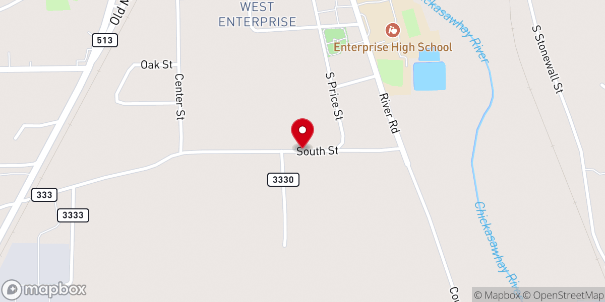 Map showing location of Old Enterprise Baptist Church