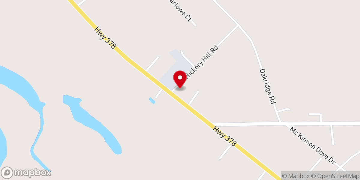 Map showing location of Hickory Hill Church