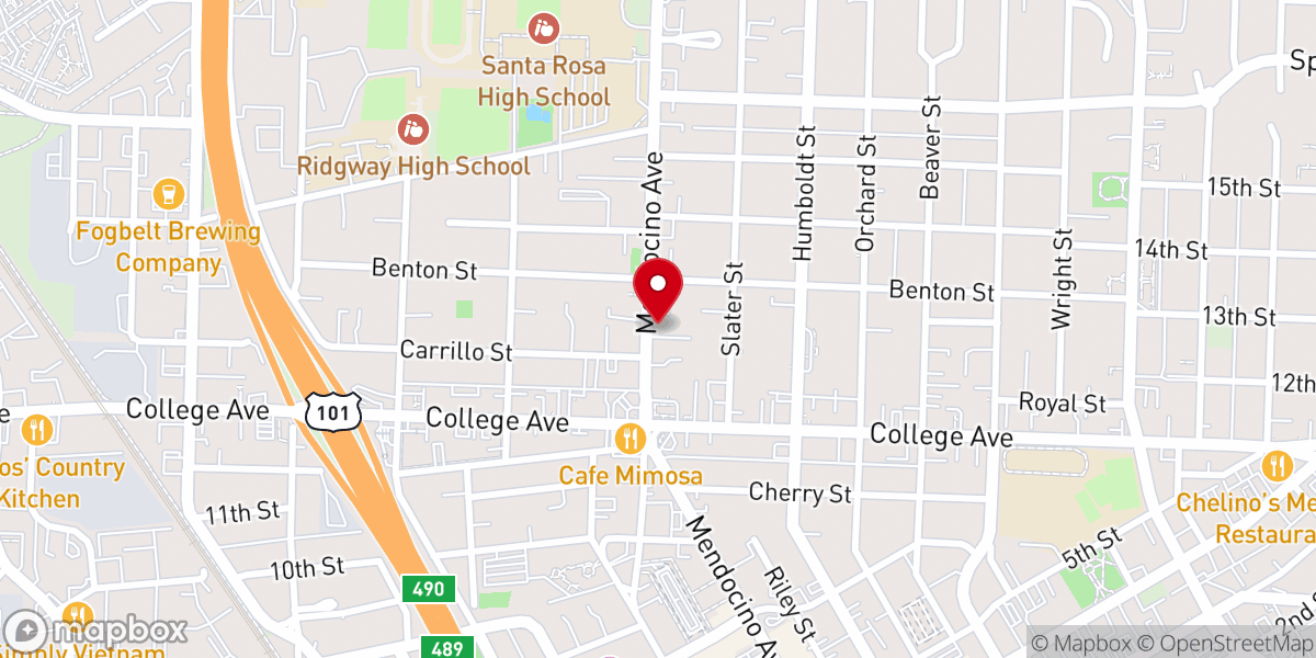 Map showing location of Mercy Hill Church of Santa Rosa