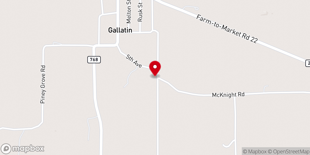 Map showing location of Gallatin Church of Christ