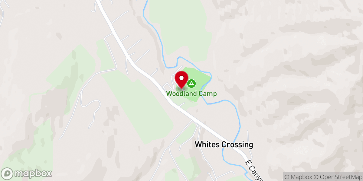 Map showing location of Woodland Recreation Camp
