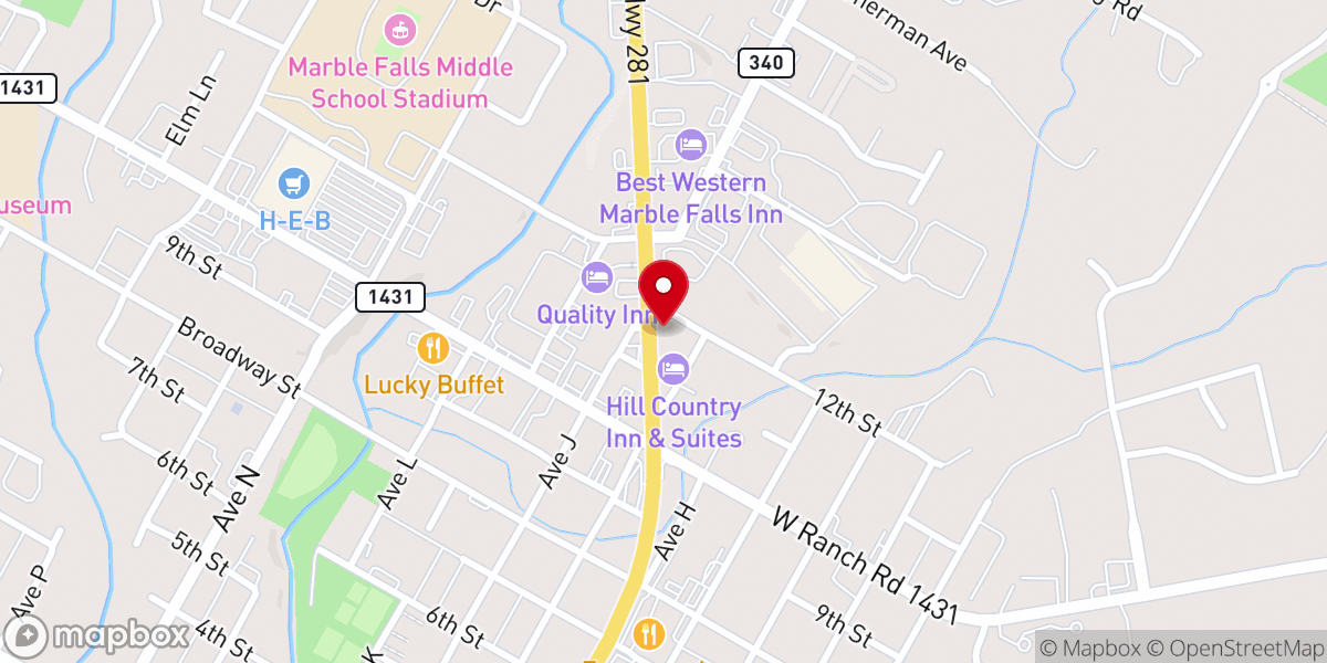 Map showing location of Bella Sera Marble Falls
