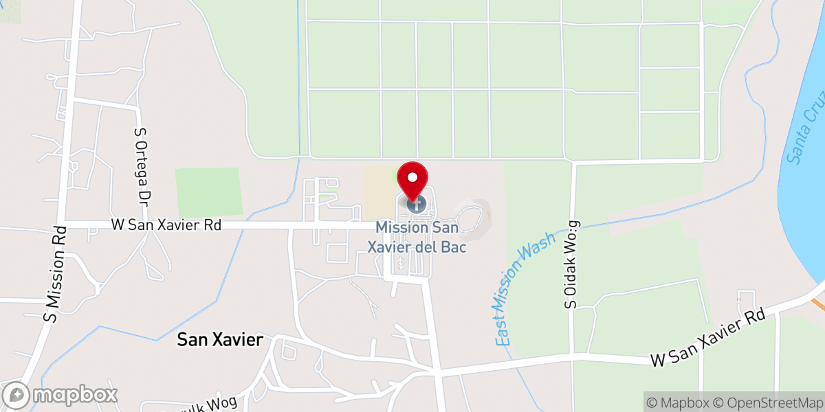 Map showing location of San Xavier del Bac Mission