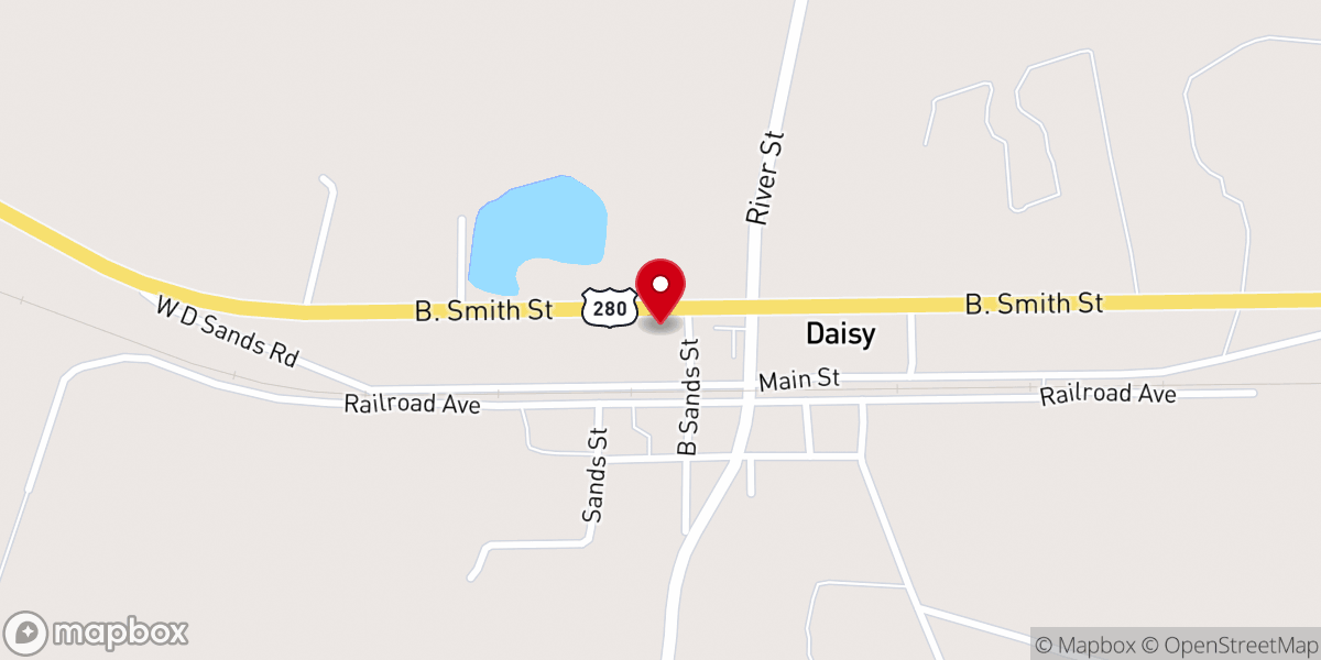Map showing location of Daisy Church