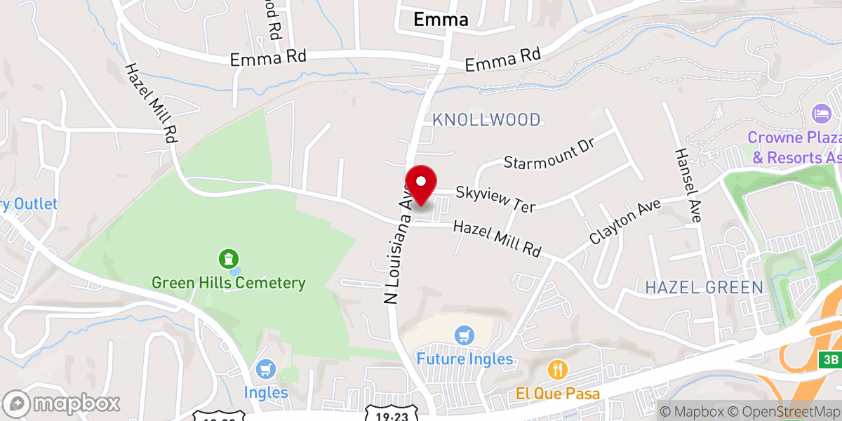 Map showing location of Asheville First Church of the Nazarene