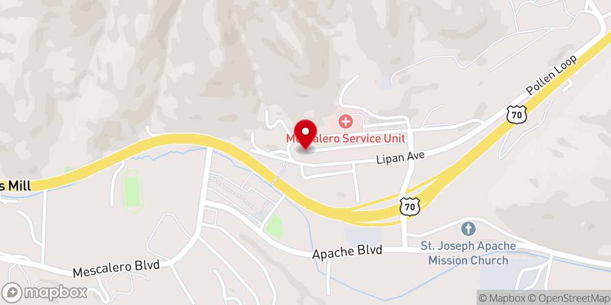 Map showing location of Apache Indian Assembly of God Church