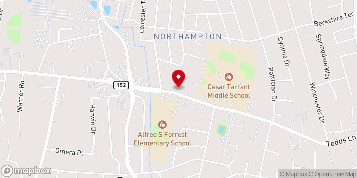 Map showing location of Northampton Christian Church