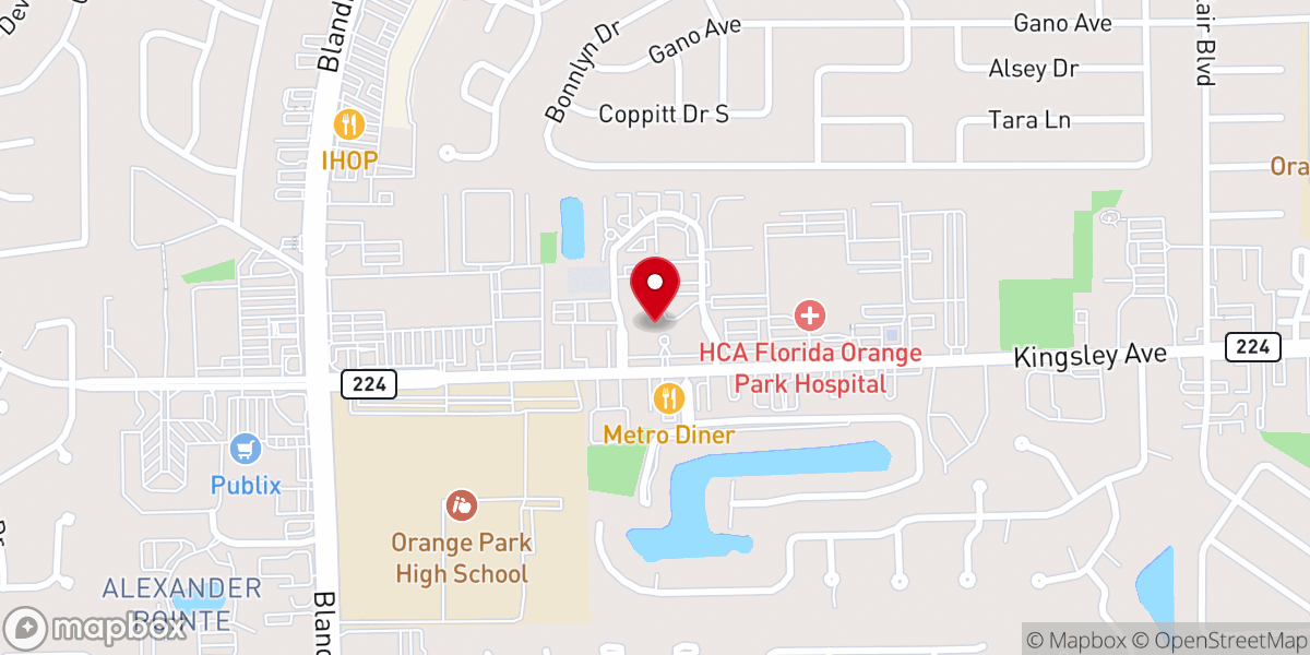 Map showing location of Life Care Center of Orange Park