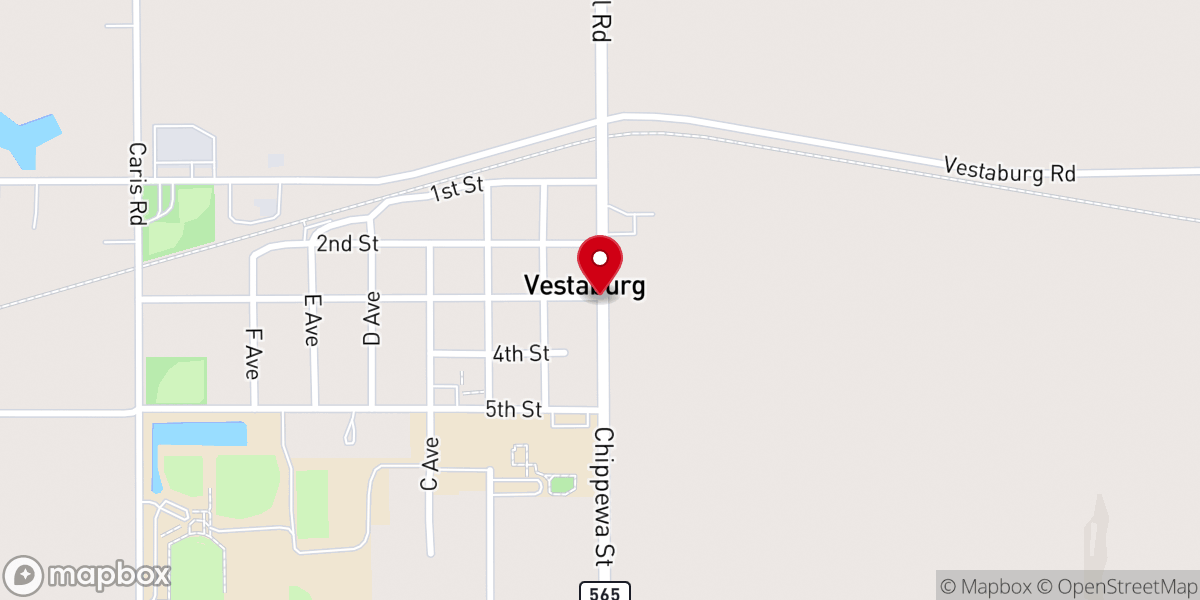 Map showing location of Vestaburg