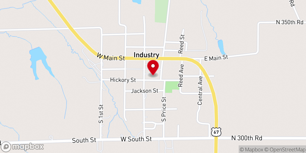 Map showing location of Industry Assembly of God Church