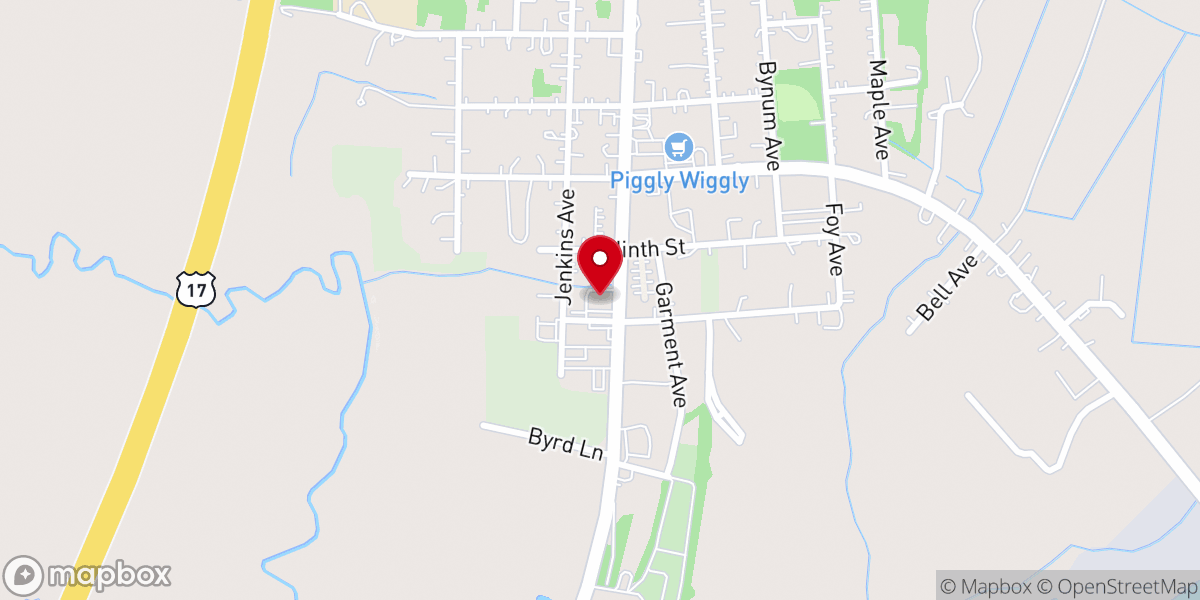 Map showing location of Memorial Baptist Church