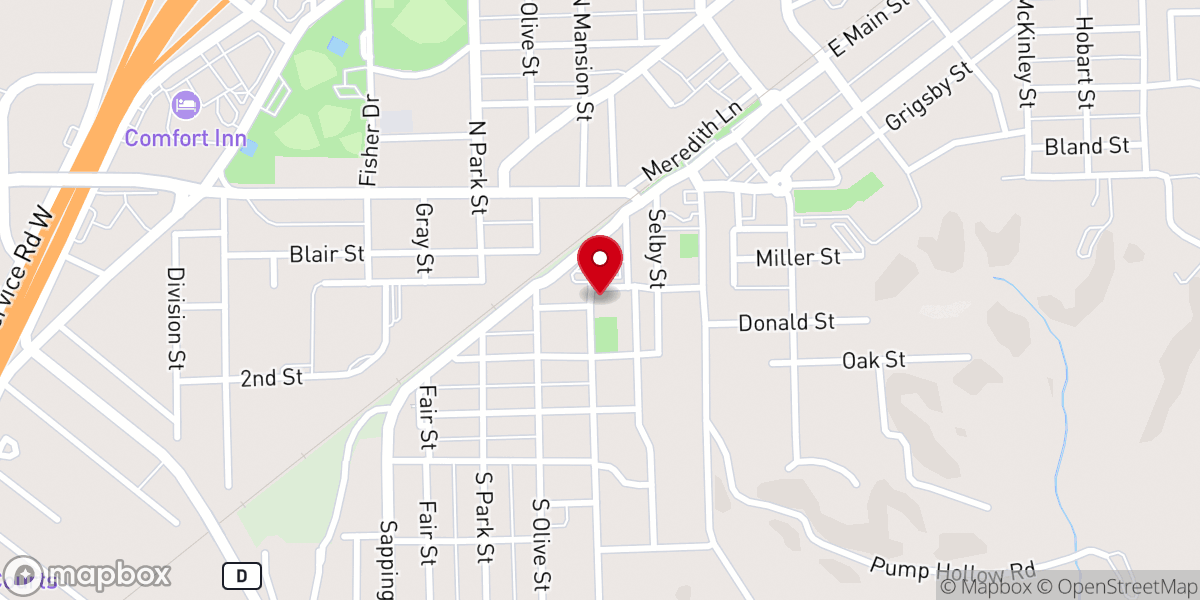 Map showing location of Temple Baptist Church