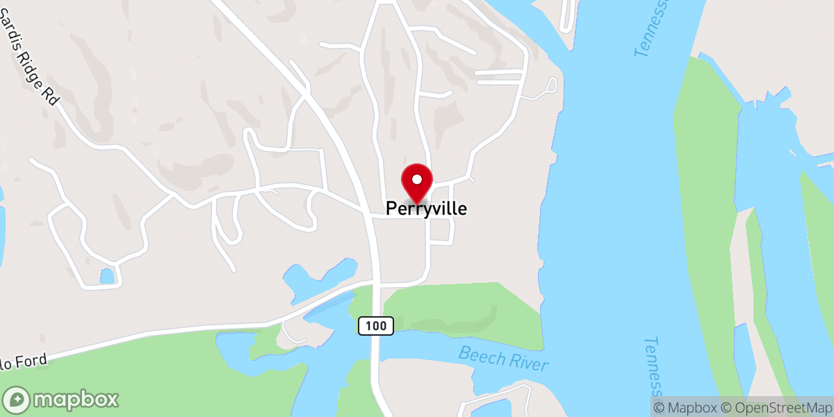 Map showing location of Perryville First Baptist Church