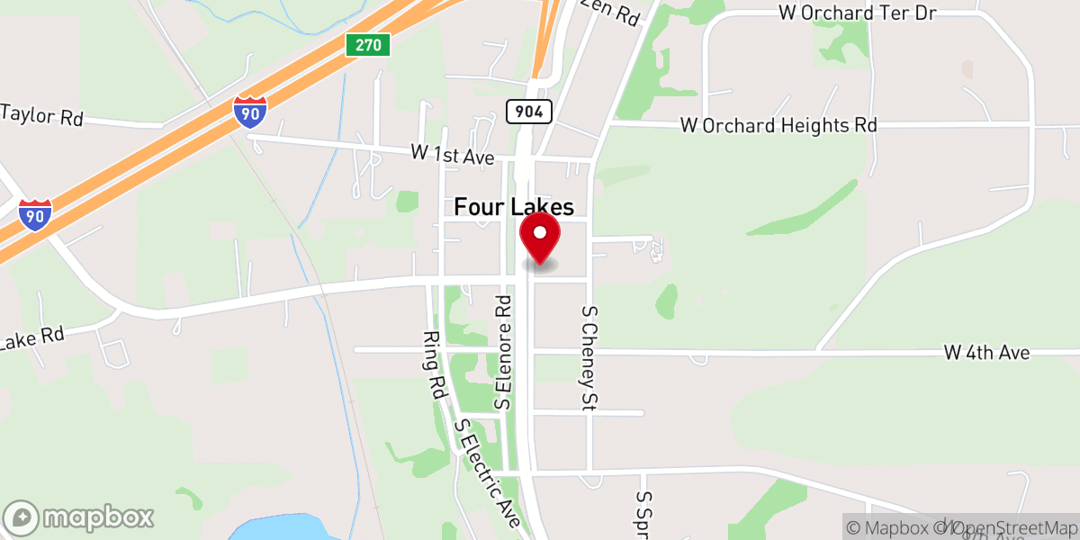 Map showing location of Four Lakes Community Church