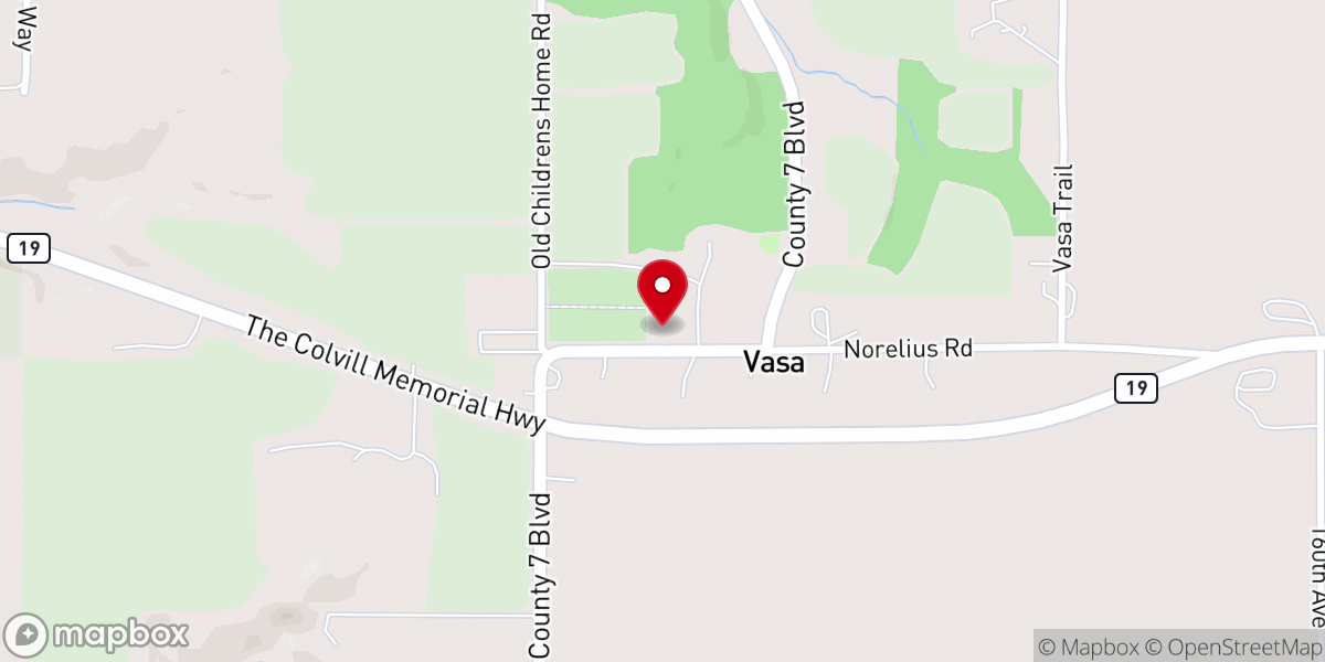 Map showing location of Vasa Evangelical Lutheran Church