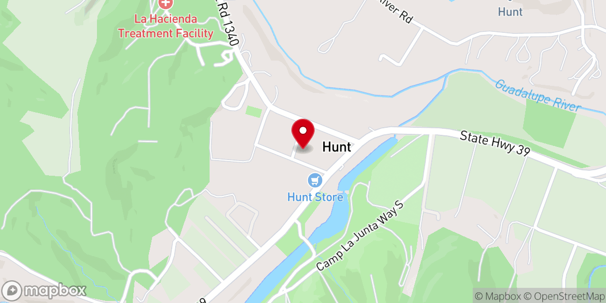 Map showing location of Hunt Baptist Church