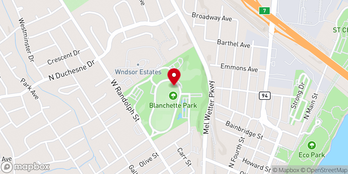 Map showing location of Blanchette Park
