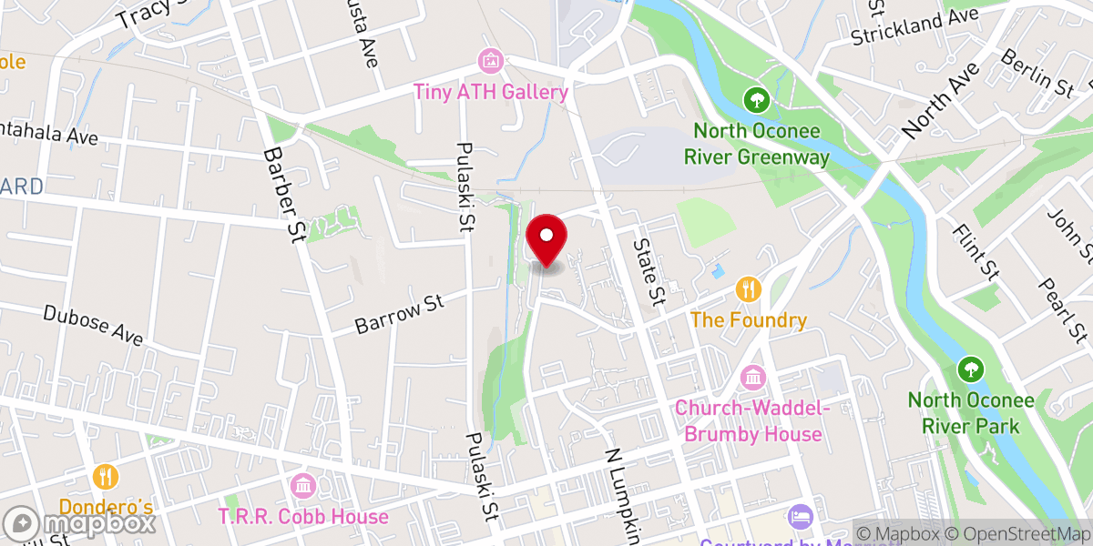 Map showing location of Athens Vineyard Church