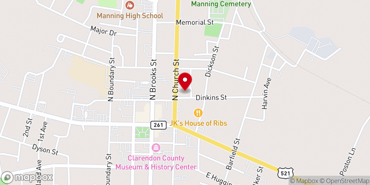 Map showing location of Ebenezer Baptist Church