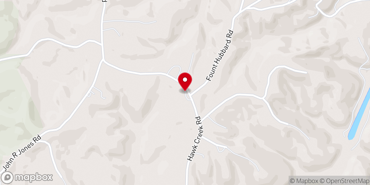 Map showing location of Hawk Creek Church