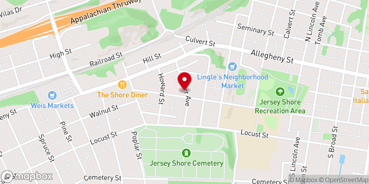Map showing location of Jersey Shore Skilled Nursing and Rehabilitation Center