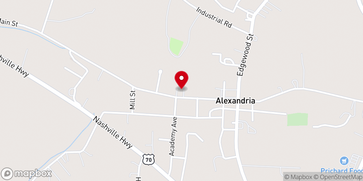 Map showing location of West Main Baptist Church