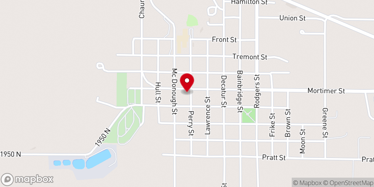 Map showing location of Barry United Methodist Church