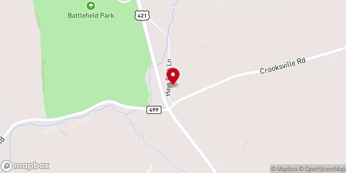 Map showing location of Hays Fork Church