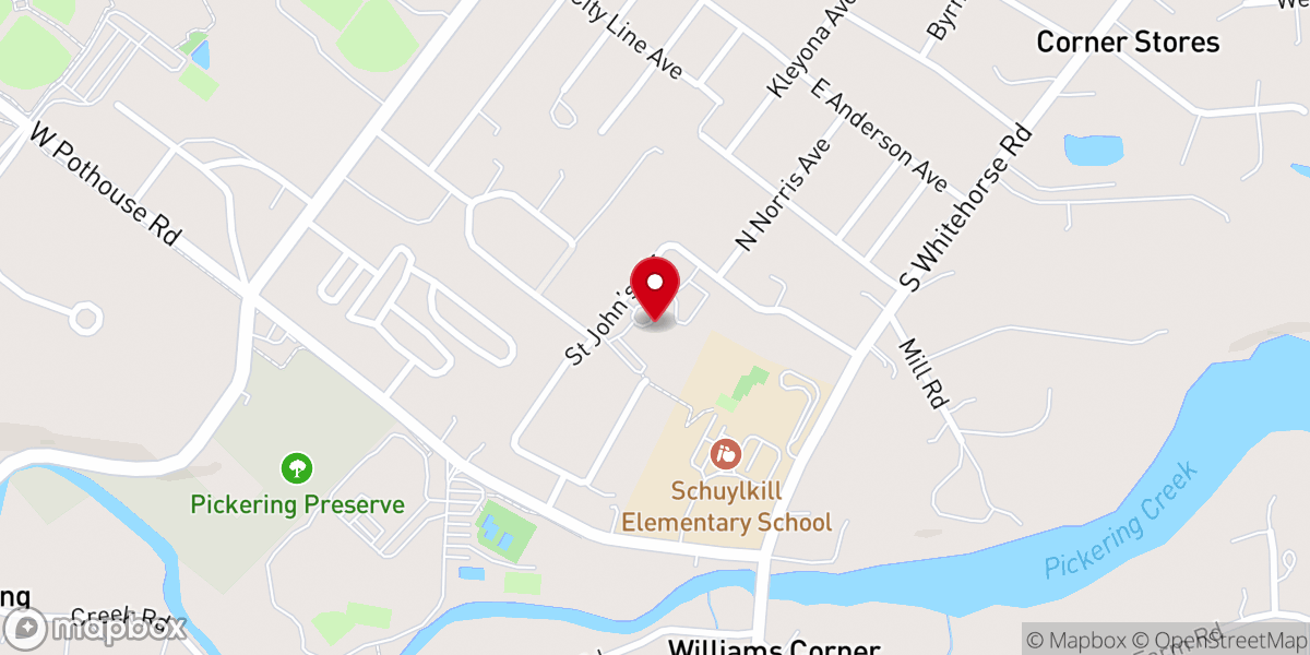 Map showing location of Phoenixville Columbarium Garden