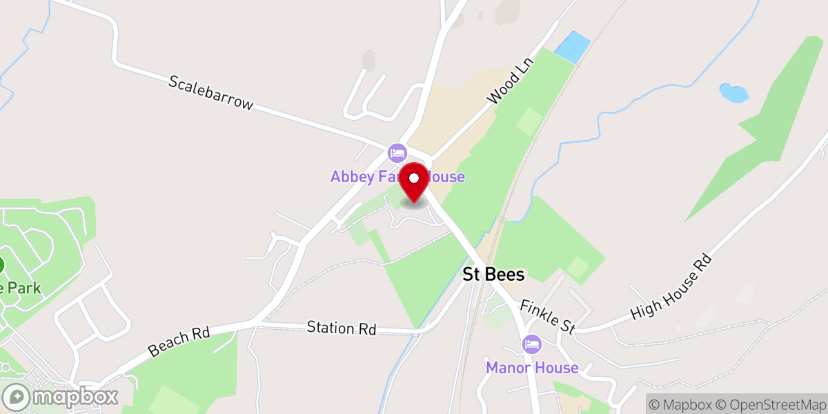 Map showing location of St. Bees Priory, Church