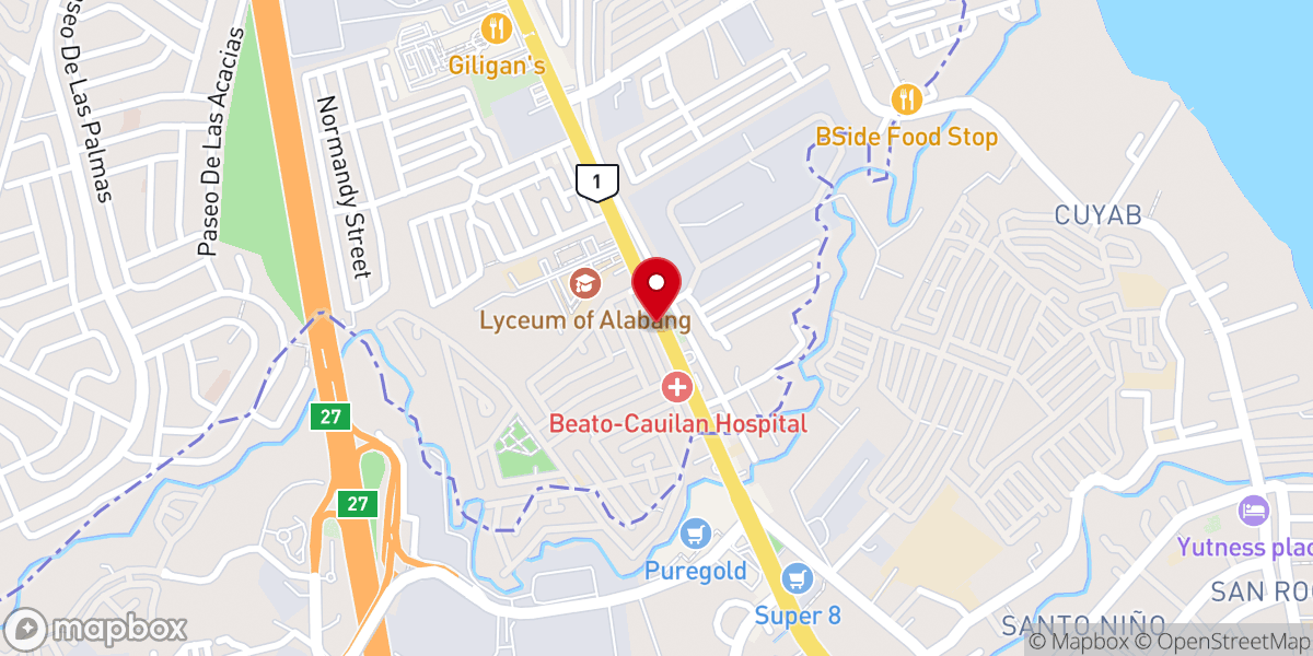 Map showing location of MCGI Tunasan, Muntinlupa City