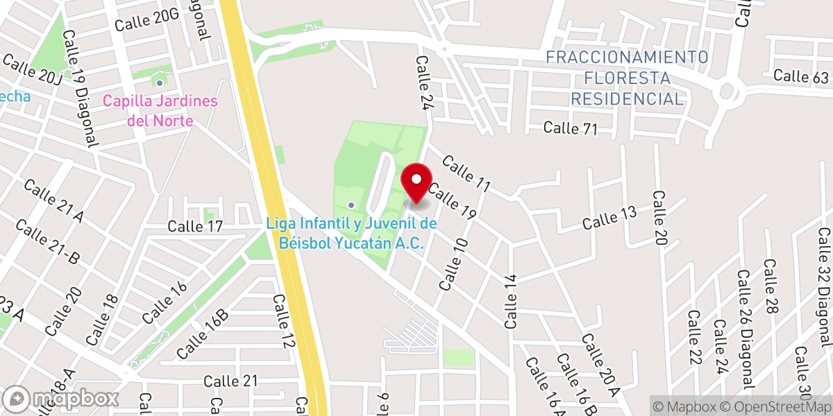 Map showing location of Iglesia Cristiana Maranatha Mérida-Yucatán