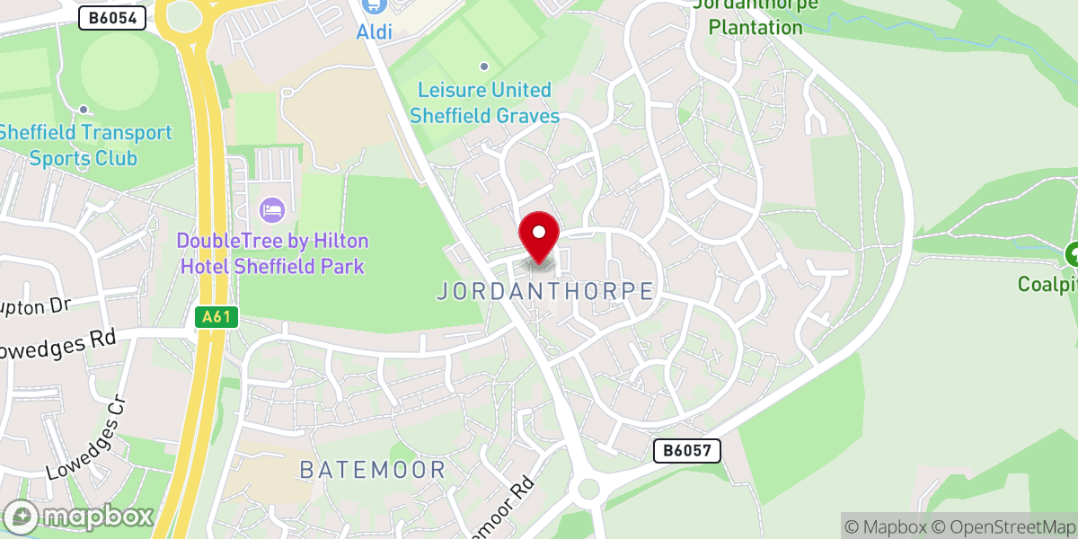 Map showing location of Meadowhead Christian Fellowship