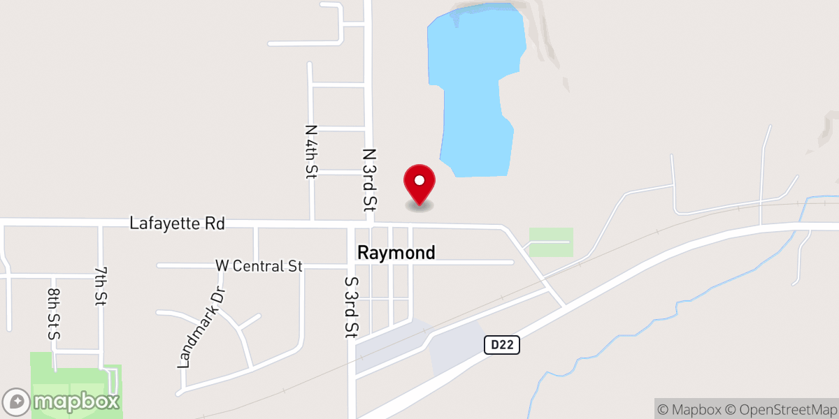Map showing location of Raymond United Methodist Church