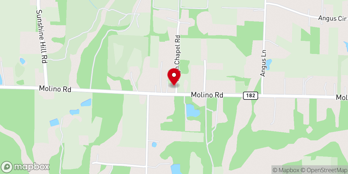 Map showing location of Molino First Assembly of God