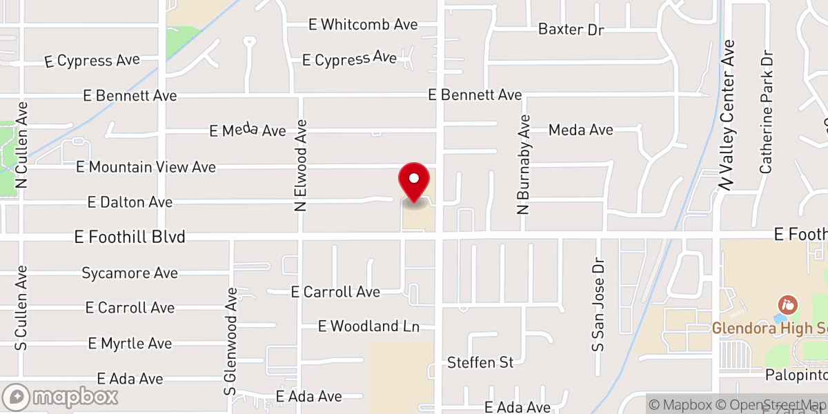 Map showing location of Hope Lutheran School Glendora