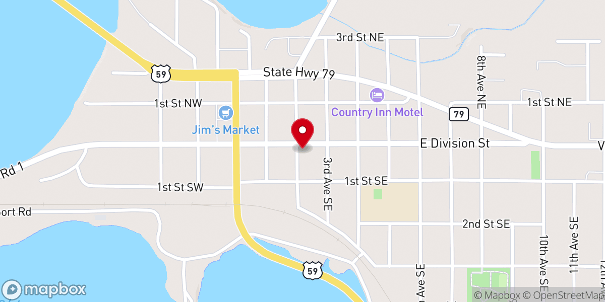 Map showing location of Bethlehem Lutheran Church West Elbow Lake