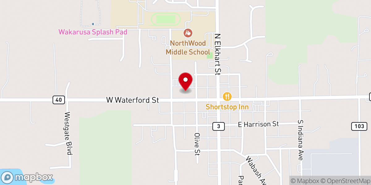 Map showing location of Wakarusa Missionary Church
