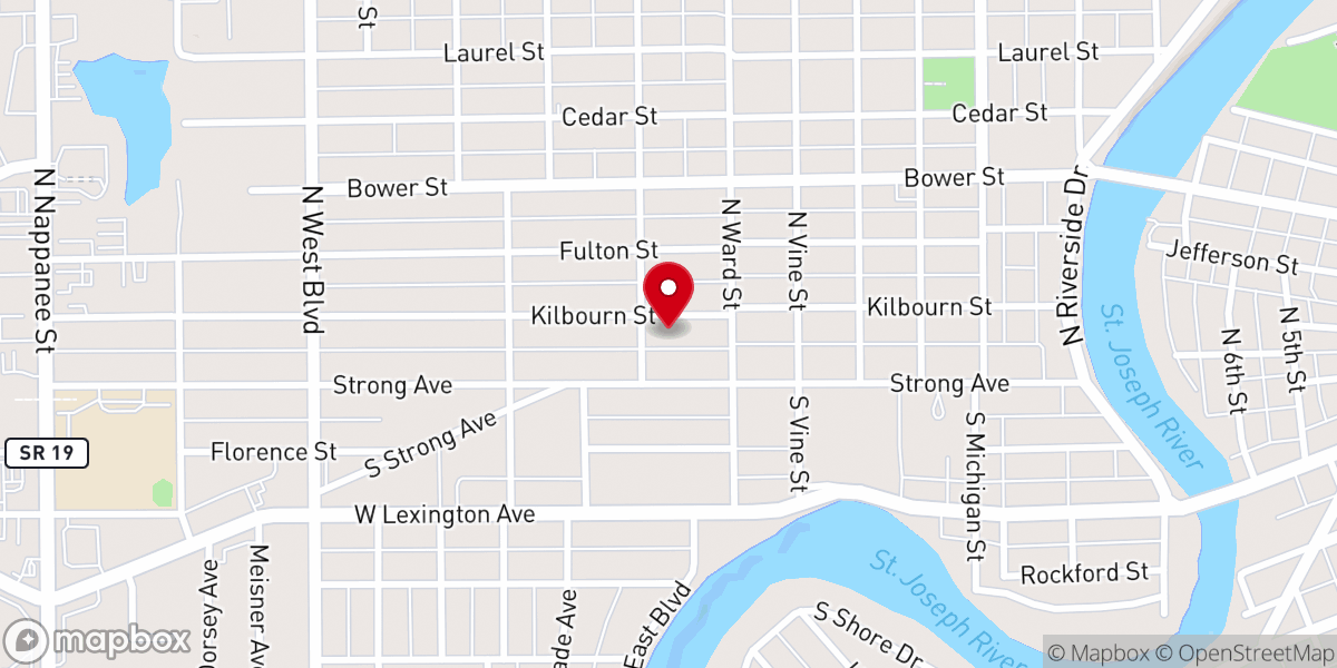 Map showing location of Augustana Lutheran Church