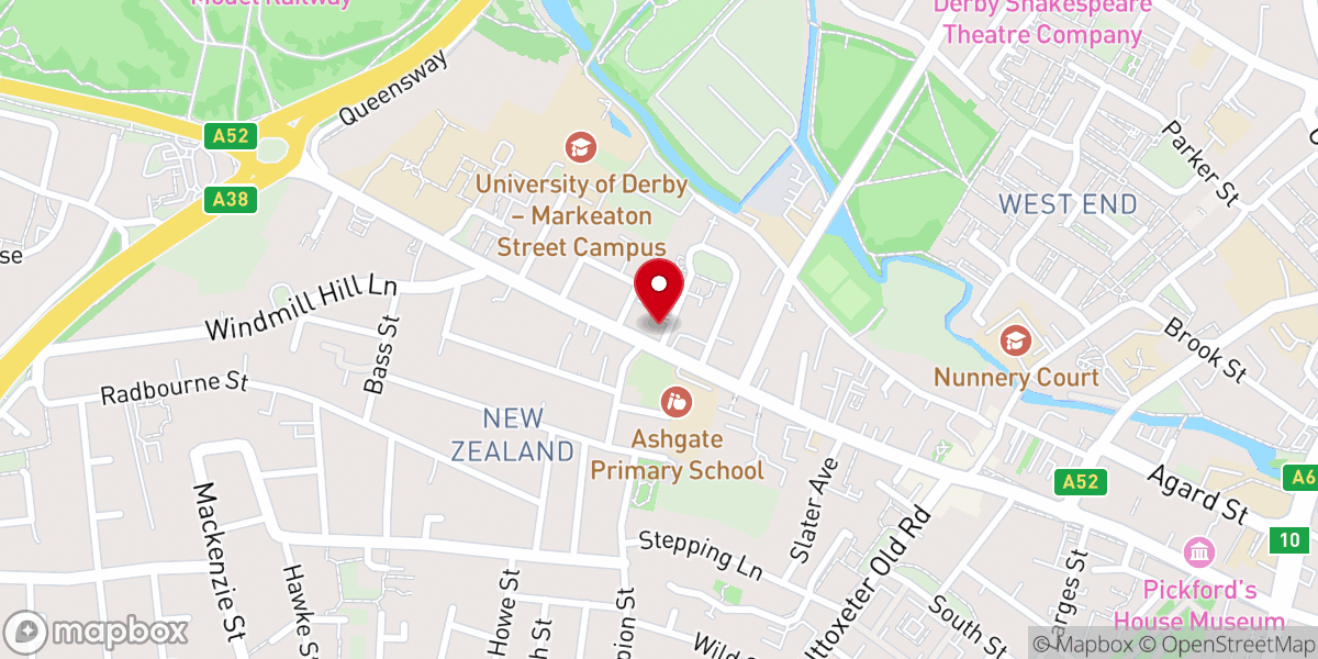 Map showing location of Derby Chinese Methodist Church