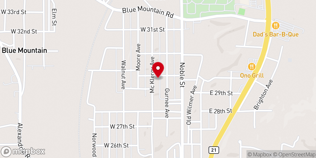 Map showing location of First Calvary Baptist Church