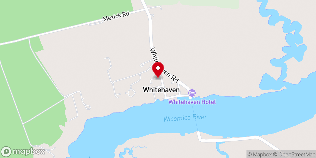Map showing location of White Haven Church