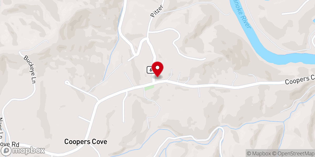 Map showing location of Cooper Cove Church