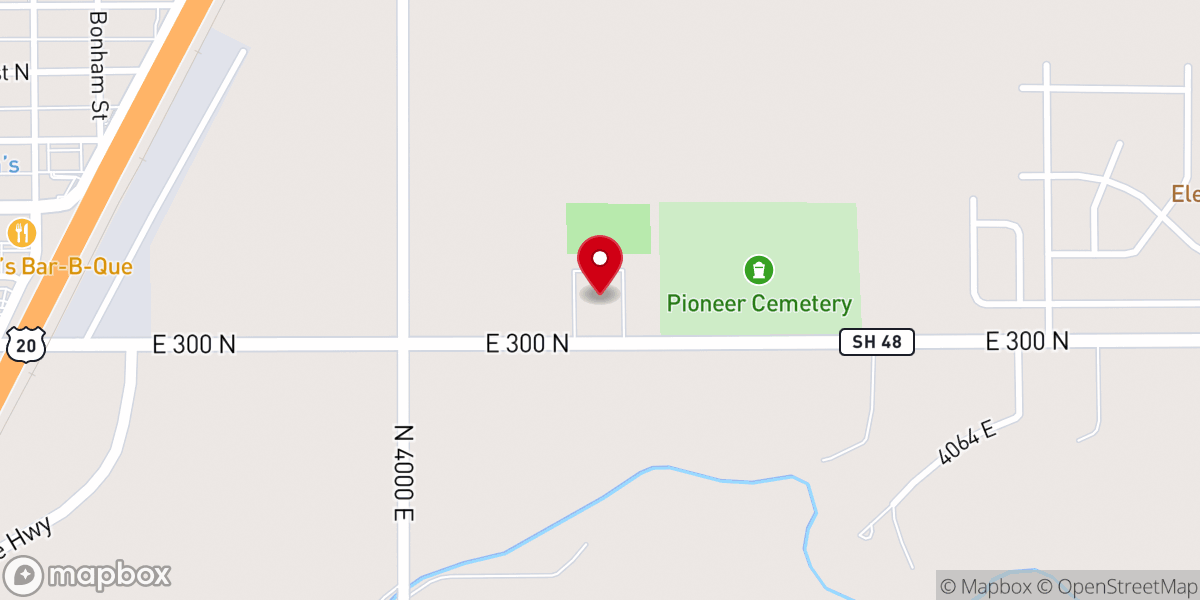 Map showing location of Rigby East Stake Center