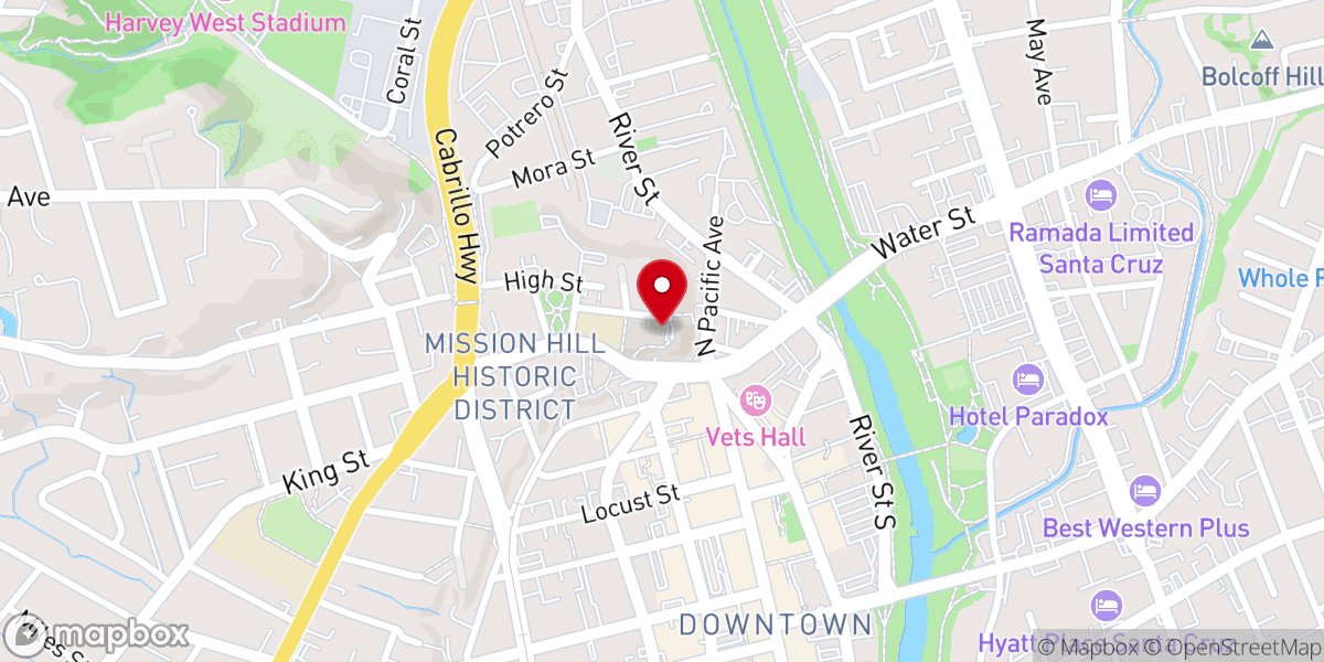 Map showing location of Santa Cruz Mission State Historic Park