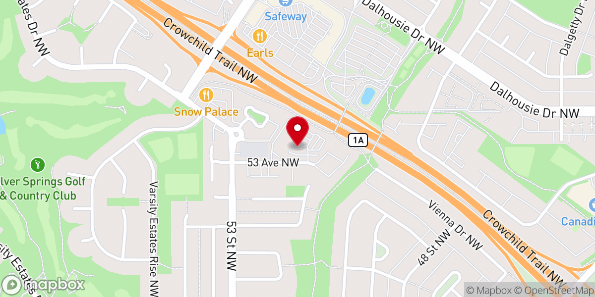 Map showing location of Bow Valley Christian Church