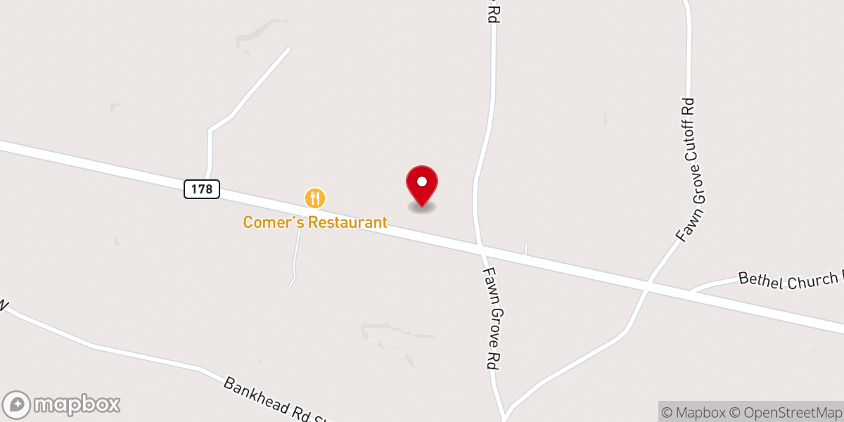 Map showing location of Dorsey Baptist Church