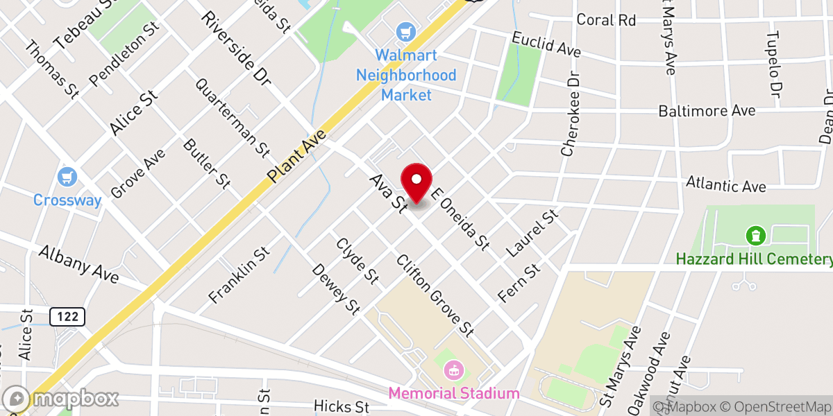 Map showing location of First Presbyterian Church