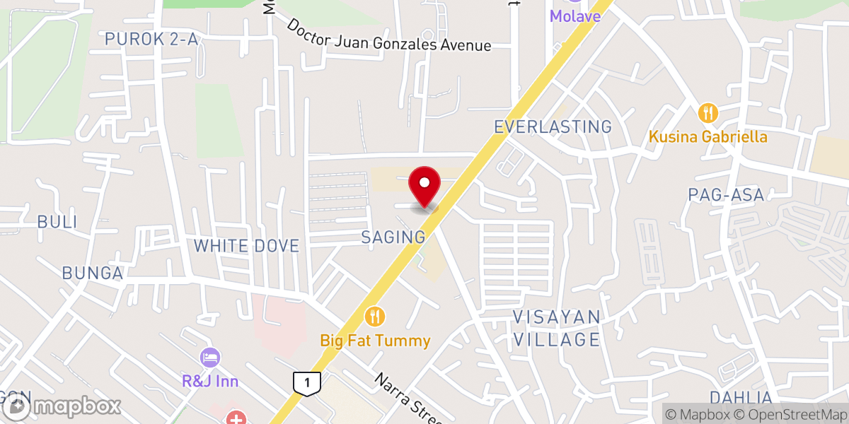 Map showing location of Tagum Christian Fellowship